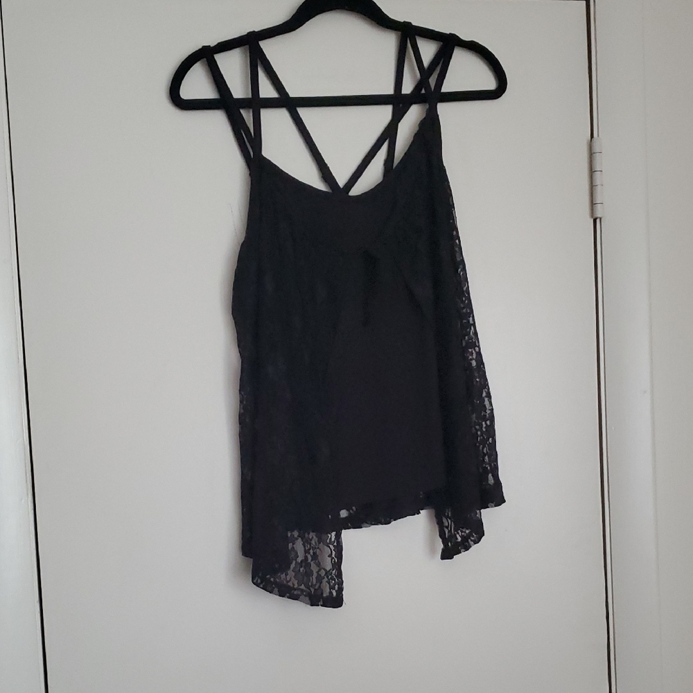 *NWT* Hot Topic's Cosmic Aura Black Lace Overlay Strappy Tank Top
